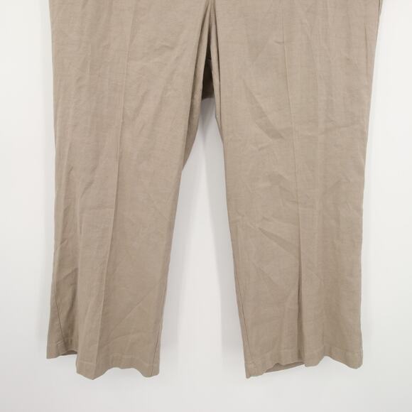 NYDJ Pants Wide Leg Cropped Capri Tan Khaki Linen Blend Plus Size 16W NWT - Picture 3 of 12